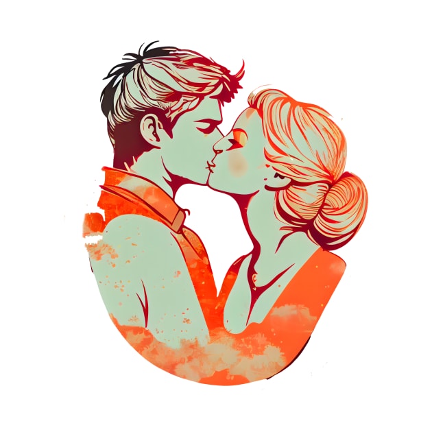 Sweet Cute Couple Kissing Color by MLArtifex