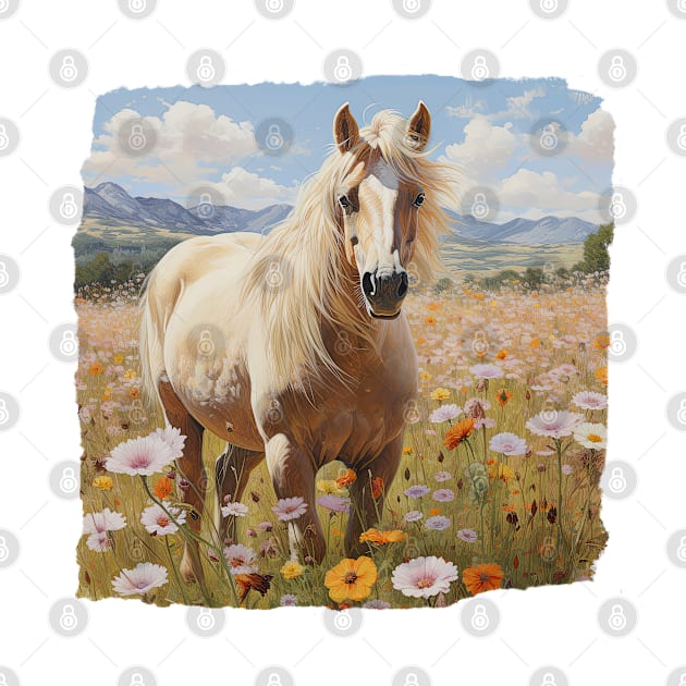 Palomino in Flower Meadow by Elisabeth Lucas