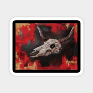 Red Steer Skull Magnet