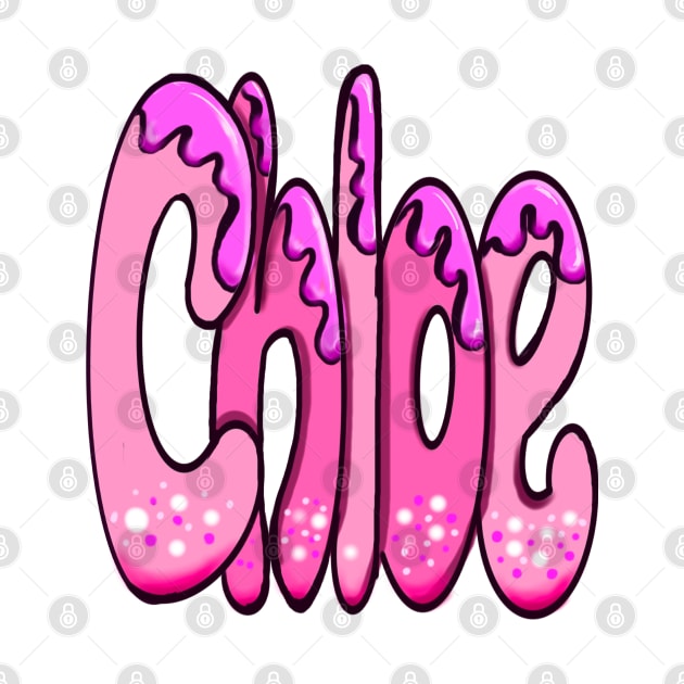 Chloe first name Graffiti style Pink Letters customised personalised custom gifts for girls by Artonmytee