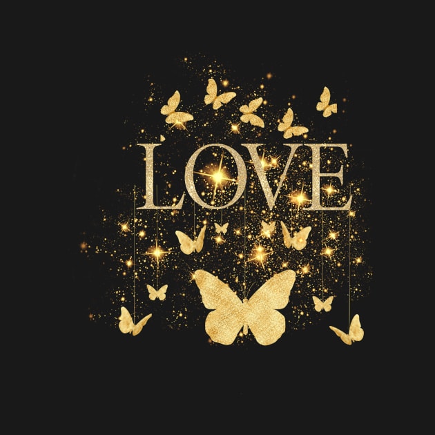 Love and Butterflies Gold Text by InStyle Designs