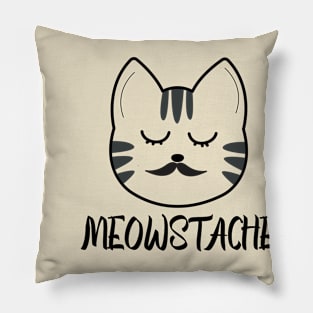 cat mustache Funny meowstache Pillow