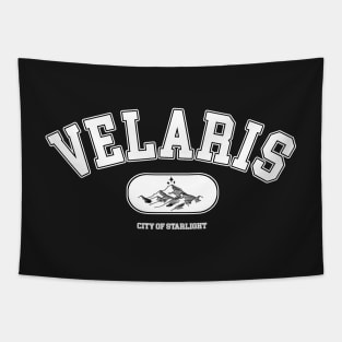 ACOTAR Velaris College Sweatshirt Logo White and Black Background Tapestry