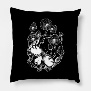 Overgrown skull. Mushrooms. Death - Life Pillow