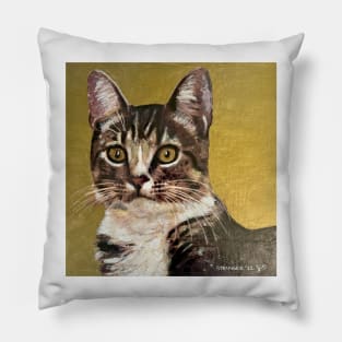 Portrait of Schank's Tabby Cat #1 Pillow