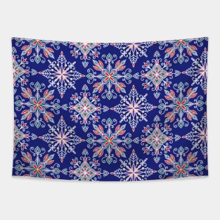 Colorful Winter Snowflakes Pattern Tapestry