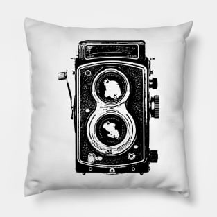 Vintage Black Camera Vector Illustration Pillow