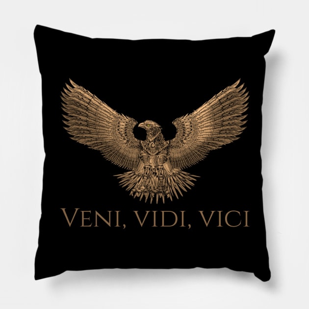 Ancient Rome SPQR Steampunk Legion Eagle - Veni Vidi Vici Pillow by Styr Designs