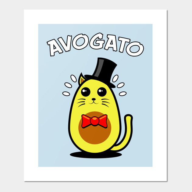 Avogato Funny Cat Avocado Vegan Gentleman Cartoon Avocado Vegan