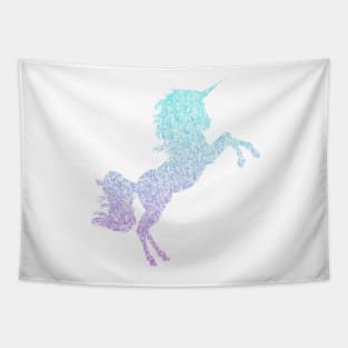 Pastel Blue Purple Ombre Faux Glitter Unicorn Tapestry