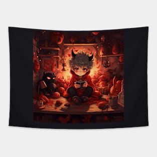 Halloween red devil Tapestry