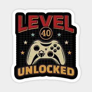 40th Birthday Level 40 Unlocked Video Gamer Magnet