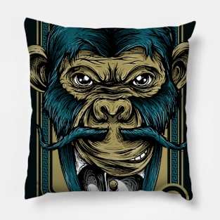t-shirt-design-maker-featuring-a-monkey-with-a-mustache Pillow