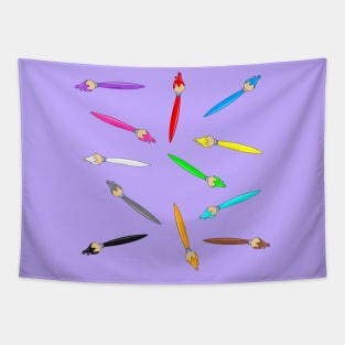 Rainbow Paintbrushes Tapestry