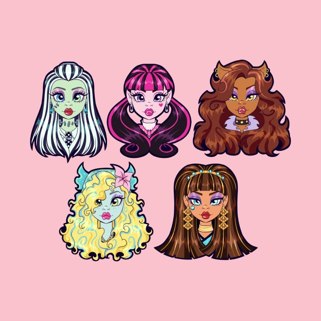 Monster High G1 Ghouls - Frankie, Draculaura, Clawdeen, Lagoona, Cleo by Bratzoid