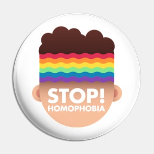 Stop Homophobia Trans Gay Man Face Cartoon Pin