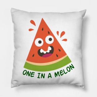 one in a melon funny hand drawn sticker Pillow