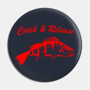 Catch and Release Series, Perch, Red color Pin