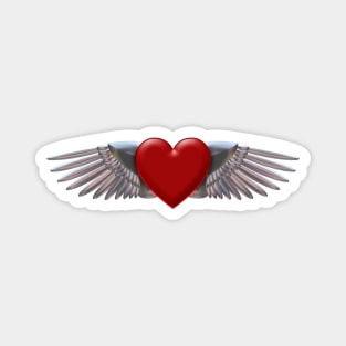 Heart with chromed wings design Magnet