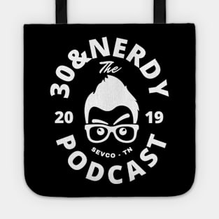 30&Nerdy Podcast Face Logo (White) Tote