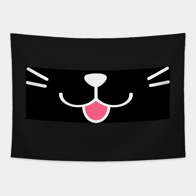 Happy Kitty Black Tapestry by GenieKali