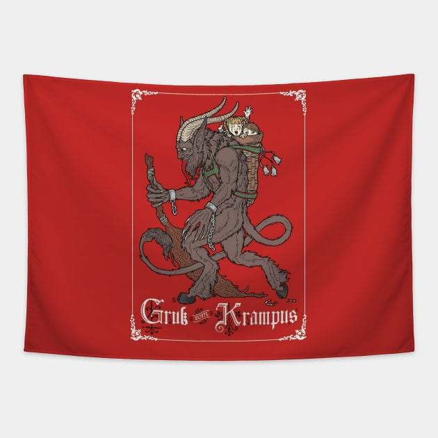 Gruss Vom Krampus Tapestry by Haints in the Hollers