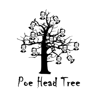 Edgar Allan Poe "Poe Head Tree" Pun Design T-Shirt