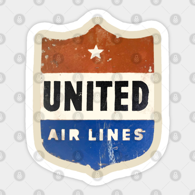 United Air Lines - Distressed, Vintage LuggageSticker - United Airlines - Sticker