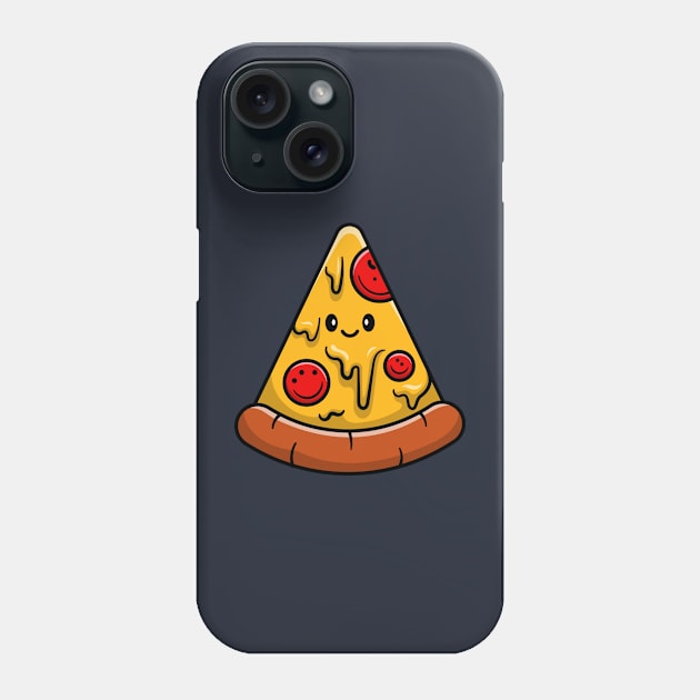 Cute Pizza Cartoon Vector Icon Illustration Phone Case by Catalyst Labs