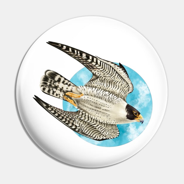 Peregrine Falcon in Flight Pin by Seven Sirens Studios