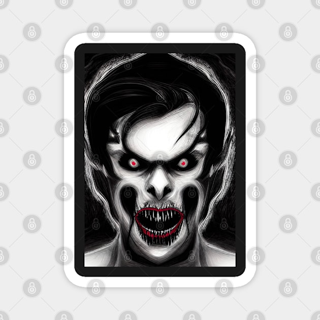 EVIL AND CREEPY RED EYED SPOOKY HALLOWEEN VAMPIRE Magnet by sailorsam1805