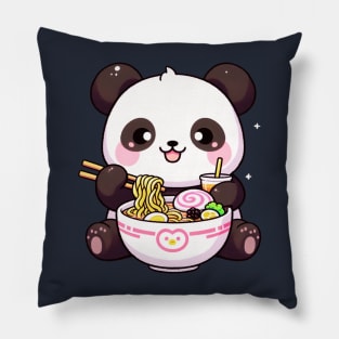 Cute Asian Food Panda Eating Ramen Pillow