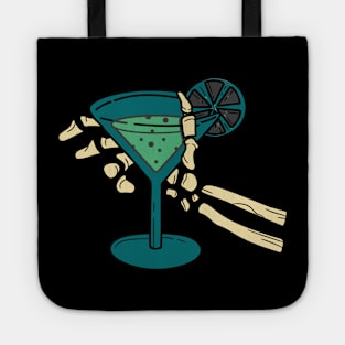 cocktail served to a skeleton hand Tote