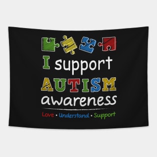 Support Autism Awareness Puzzle Pieces Tapestry