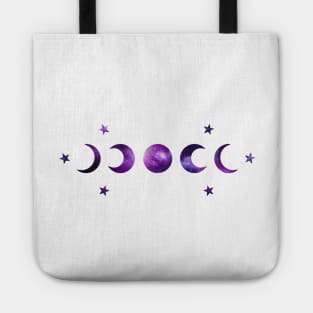 Galaxy Moon Phases and Stars Tote