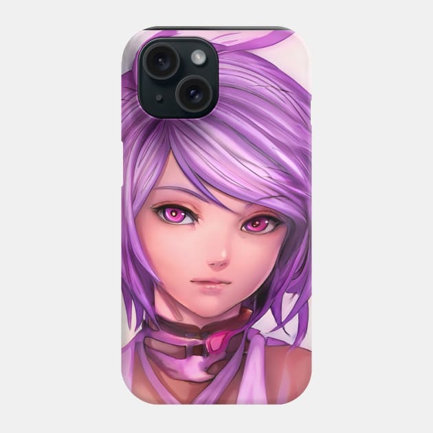 Purple Hair Anime Girl Phone Case by animegirlnft