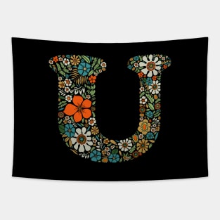 Hippie Floral Letter U Tapestry