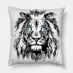White Lion Head - Realistic Lion Eyes Pillow