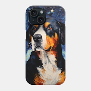 Swiss Mountain Dog portrait Starry Night Phone Case