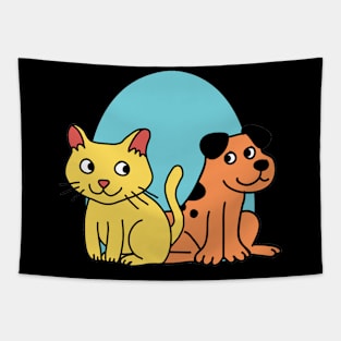 Cat and dogc Tapestry