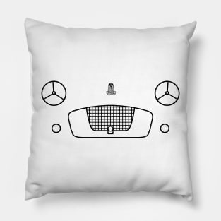 Triumph TR2 classic 1950s British roadster sports car minimalist front outline graphic (black) Pillow