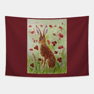 Hare among Poppies Tapestry