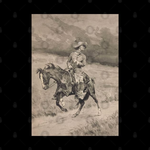 Cowboy On A Horse - Vintage Western American Art by Click Here For More