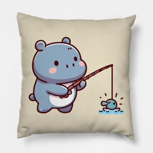 Cute hippo fishing Pillow