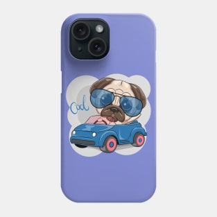 cool pug dog riding a car Phone Case