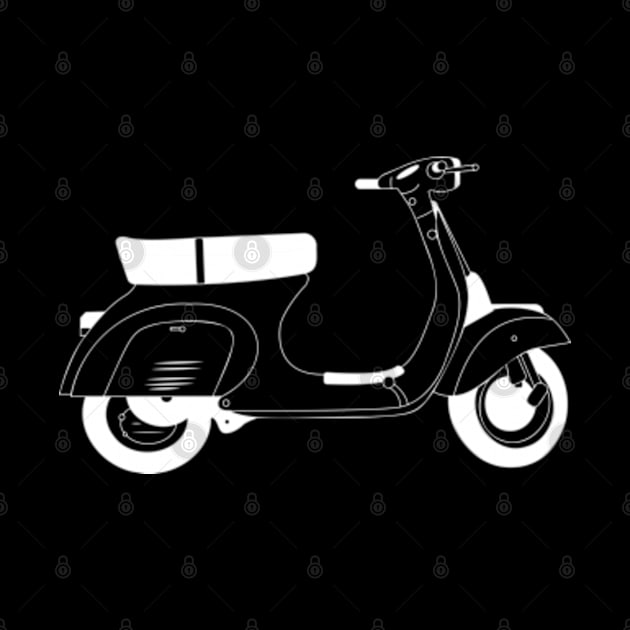 Vespa 50 Special White Outline by kindacoolbutnotreally