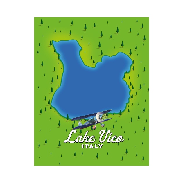 Lake vico Italy travel poster. by nickemporium1