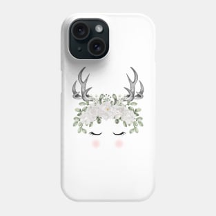 Deer Antlers White Flower Phone Case
