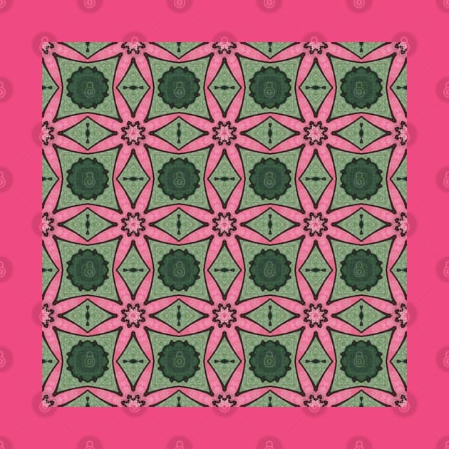 Pink Green Geometric Abstract Pattern Design by TLSDesigns