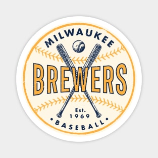 Vintage Milwaukee Brewers 3 by Buck Tee Originals Magnet